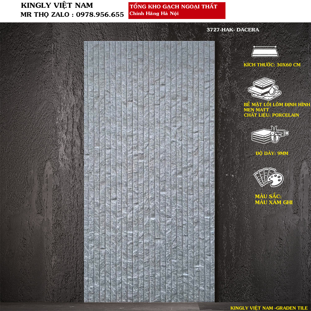 Gạch ốp tường ngoại thất 30x60 3727 Loại 1